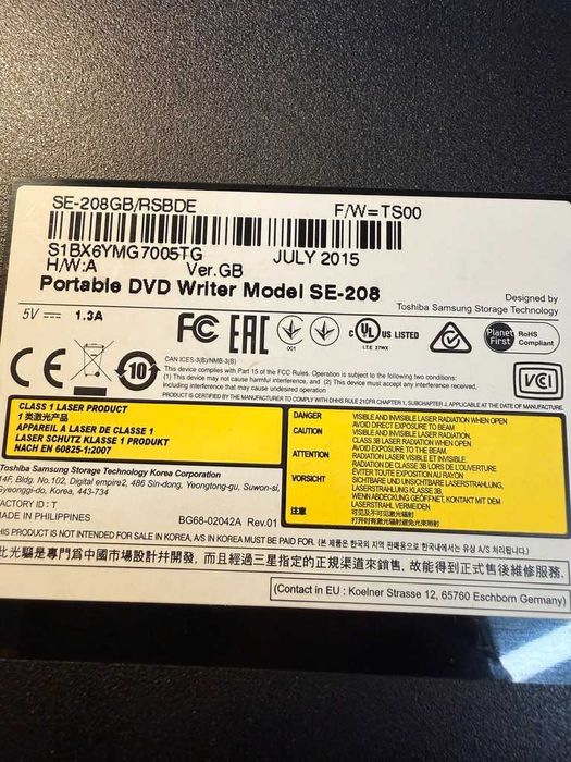 SAMSUNG Portable DVD driver SE-208