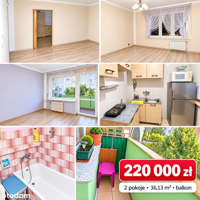 2 pokoje 36 m² | balkon | ogrzewanie miejskie | Os. Sudeckie