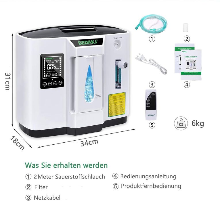 Nowy KONCENTRATOR TLENU Przenośny 30%-90% Wysoka Czystość 1-7 l/min