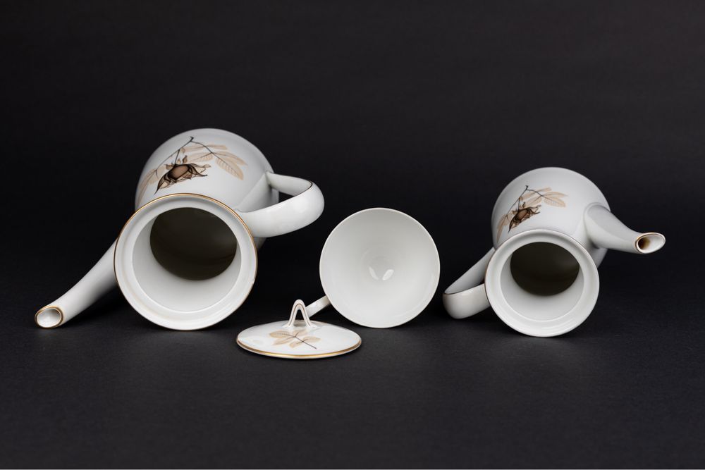 Rosenthal Form 2000 czarna róża dzbanek filiżanka komplet porcelana