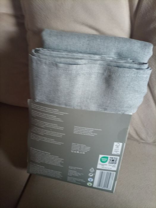2 szare strukturalne zasłony SMUKEE 140/250cm komplet 2 zasłon na taśmie z tunelem materiał jak len styl boho