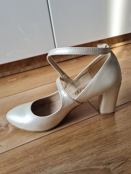 Buty ślubne perłowe czółenka brilu