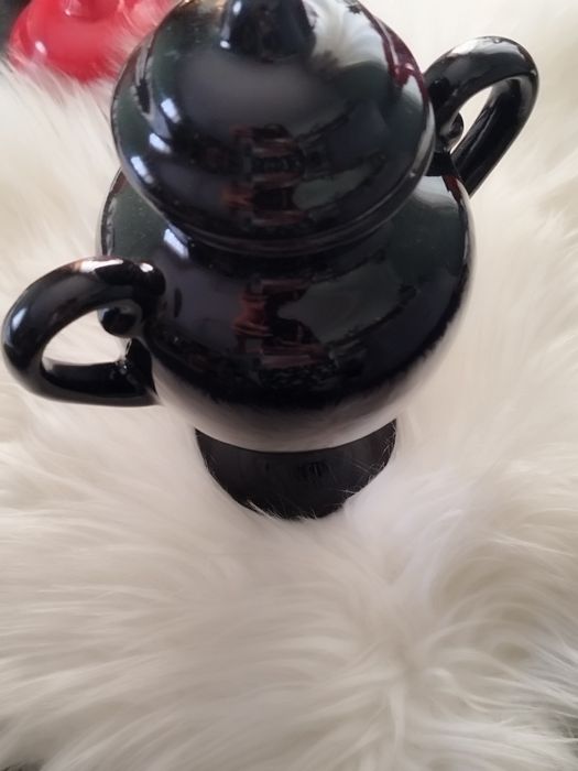 Quartinha preta, Quartinha Exu e Pomba com asa 20cm