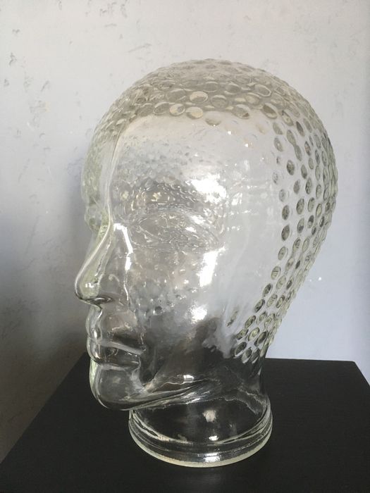 Szklana głowa vintage lata 80