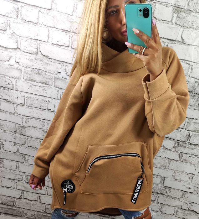 Cieplutkie WŁOSKIE bluzo-tuniki r.44/46/48 PINGWINKI carmel