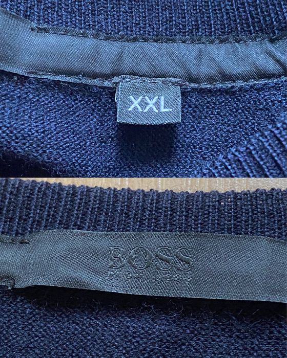 Чоловічий джемпер світшот Hugo Boss із тонкої мериносової вовни (100% Virgin Wool), темно-синій, XXL