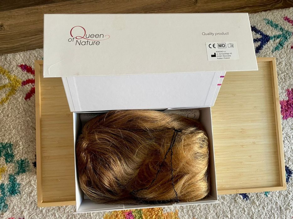 Peruka naturalny blond, włosy naturalne długie, Rokoko
