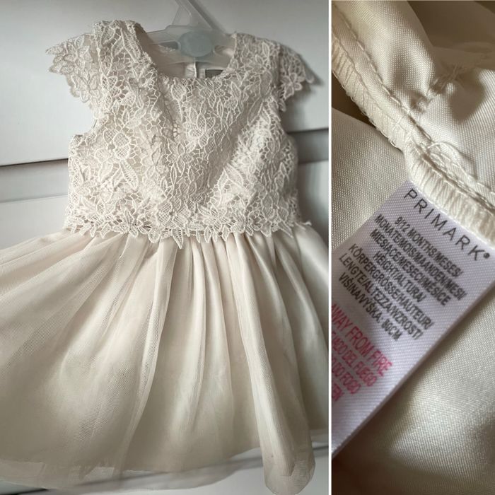 Сукня/плаття на рік/рочок : PRIMARK 9-12 місяців , пудра 12-18 місяців