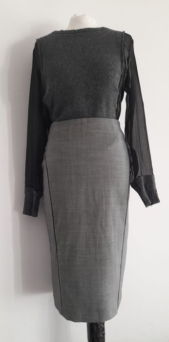 NOWA Wełniana długa midi spódnica wełna jesień zima 36 s 34 xs święta