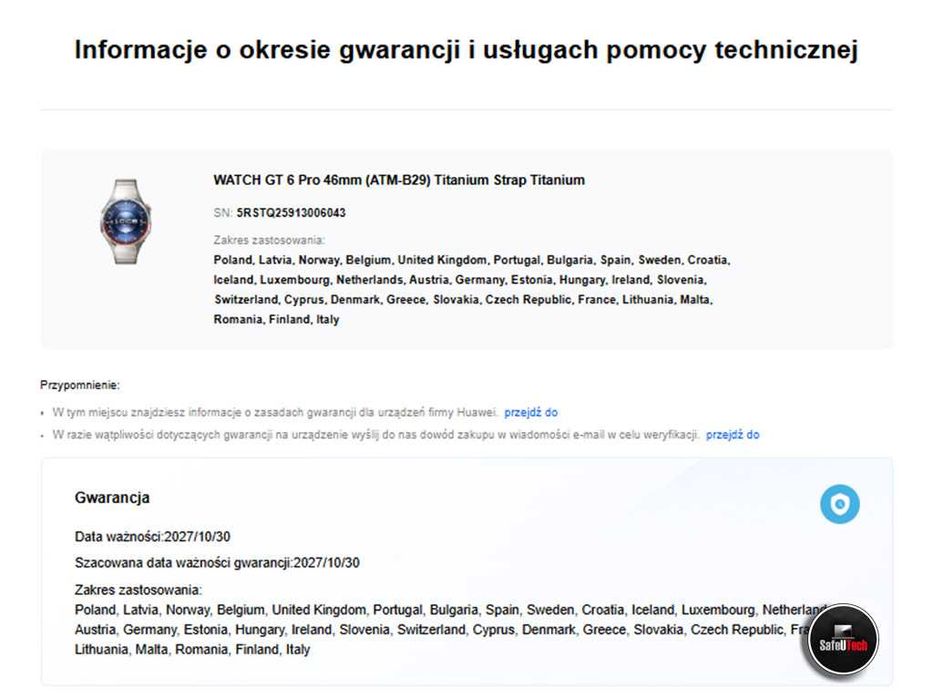 ZADBANY Huawei Watch GT6 Pro Elite Szafir Tytan - Bransoleta - KPL. GW.