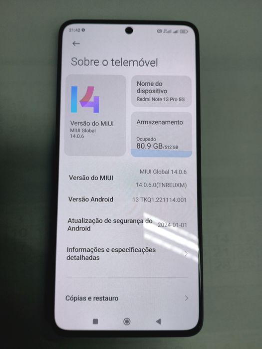 Xiaomi redmi note 13 pro 5G 512gb troco por iphone