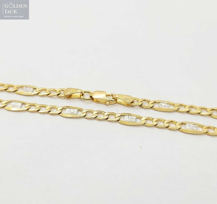 Złoty łańcuszek Figaro z blaszkami złoto pr. 585 waga 4,58 g dł. 51 cm
