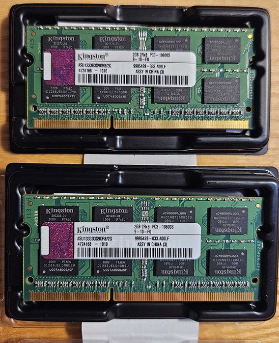 Pamięć RAM Kingston 2GB DDR3 SODIMM PC3-10600S - 2 szt