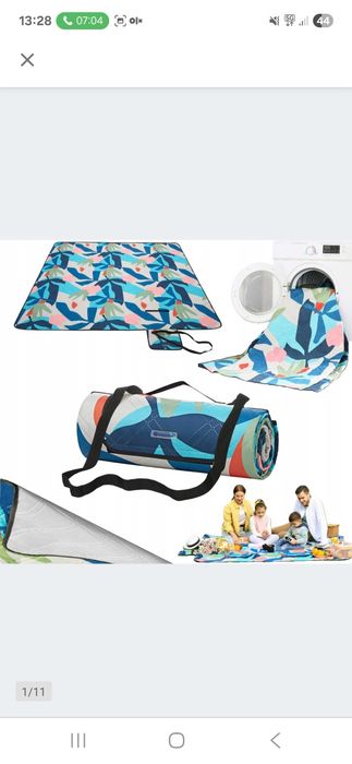 Koc piknikowy, plażowy songmics, 2x2, wodoodporny spód, można prać w p