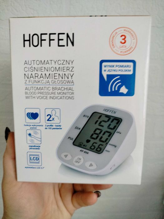 Ciśnieniomierz HOFFEN automat. naramienny z funkcją głosową obwód 33cm