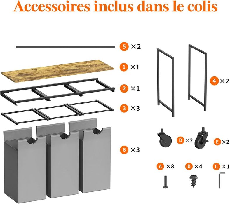Kosz na pranie 120l 3 komory szare na kółkach wada