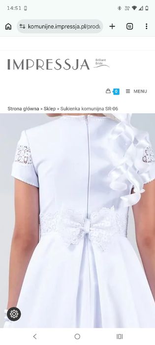 Sukienka komunijna impressja SR-06 rozmiar 146