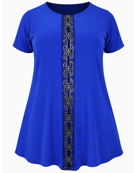 Tunika chabrowa z przedłużanym tyłem 4XL - 58/60