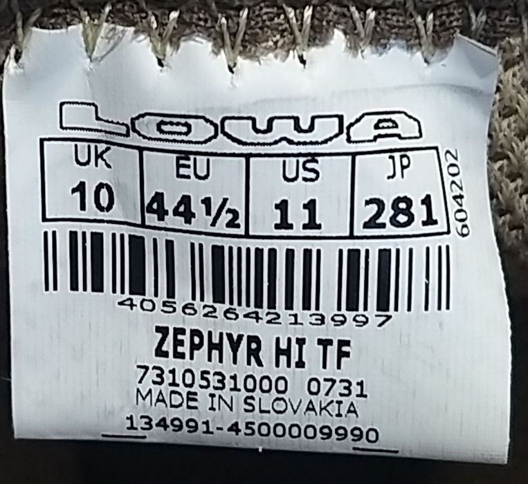 Берці Lowa Zephyr HI TF, 44½р. на 28.5 см