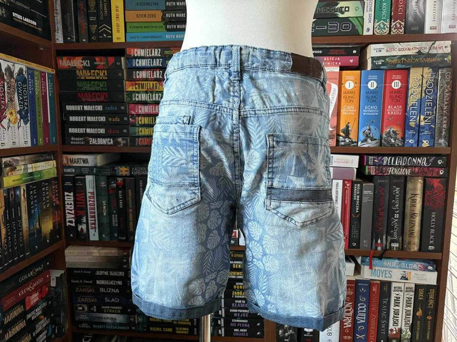Reserved - jeansy bojówki krótkie palmy wzorki 152/158 cm!
