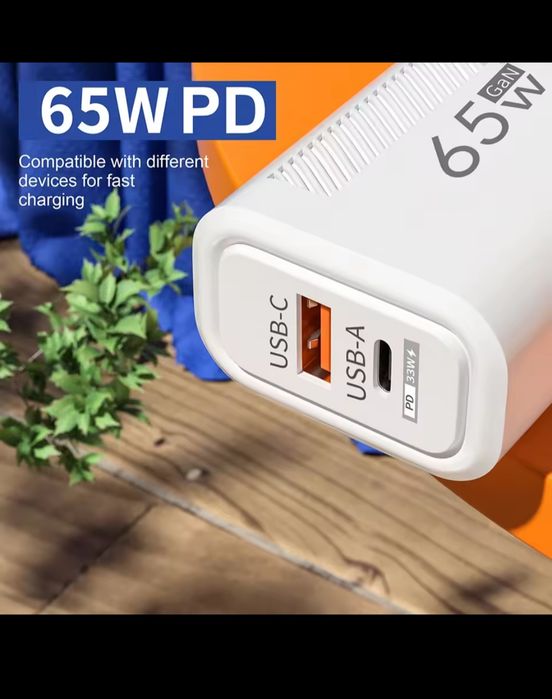 Szybka ładowarka 65w GAN + kabel