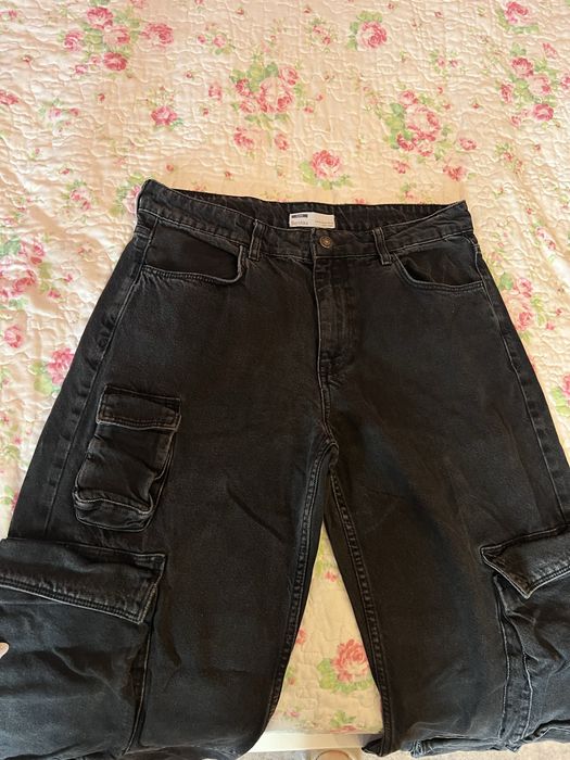 Spodnie jeansowe boyfriend luźne oversize Bershka r. M