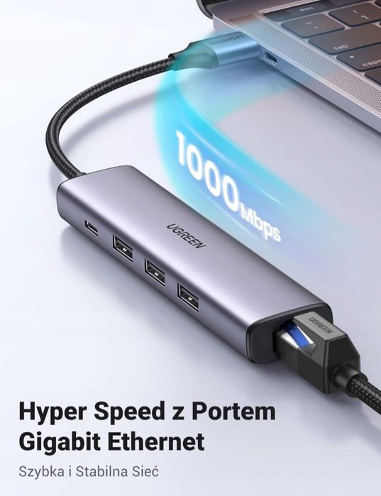 Ungreen Hub USB 3 USB 3.0 1 USB-C 1 Ethernet RJ-45 Gigabit 5w1