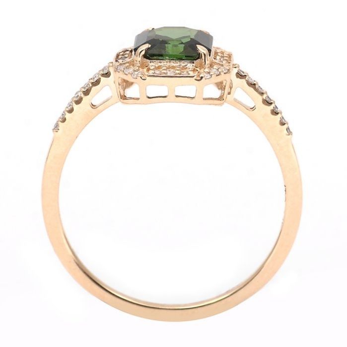 Anel - 14 K Ouro amarelo - 1.19ct. tw. Turmalina - Diamante