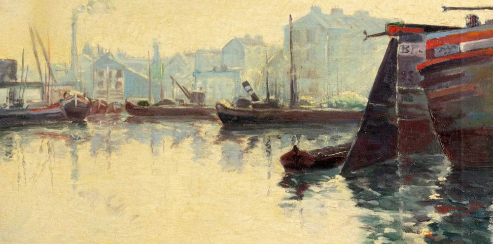 Pintura barcos mar Charles André Villers Impressionismo | século XX