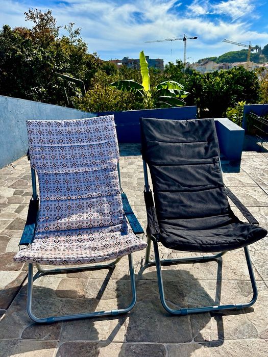 Conjunto de 2 Cadeiras Dobráveis de Exterior / Jardim / Praia – Acolchoadas