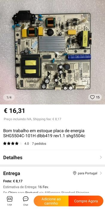 Placa de energia para TV, referência SHG5504C-101