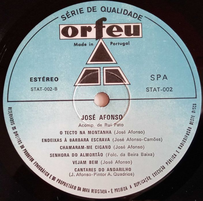José Afonso	- - - - -		Cantares do Andarilho	- - - - -	LP