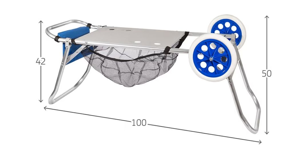 Carrinho praia dobrável para cadeiras e geleira