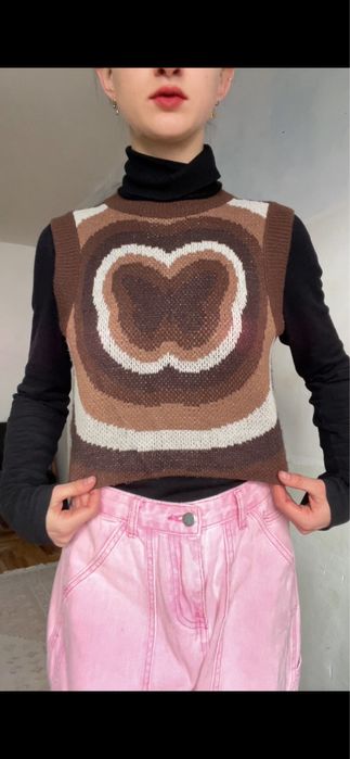 Жилет шерстяной с принтом бабочки