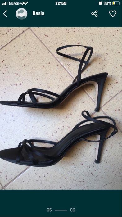 Zara-seksowne atłasowe sandałki,czarne 39/40
