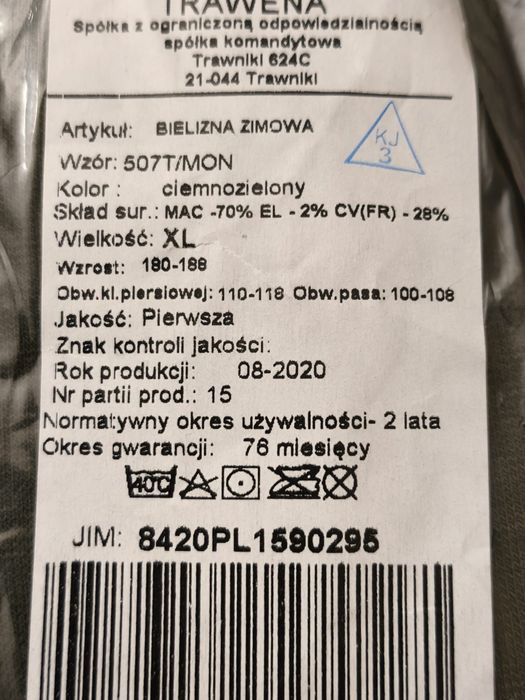 Bielizna zimowa MON XL