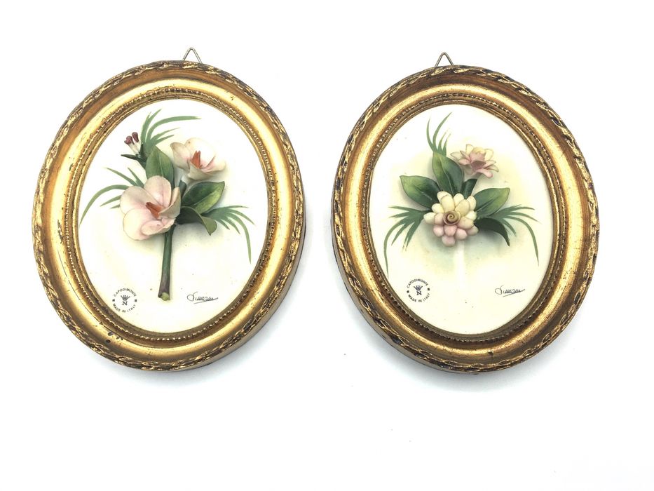 Dois quadros talha dourada campodimonte
