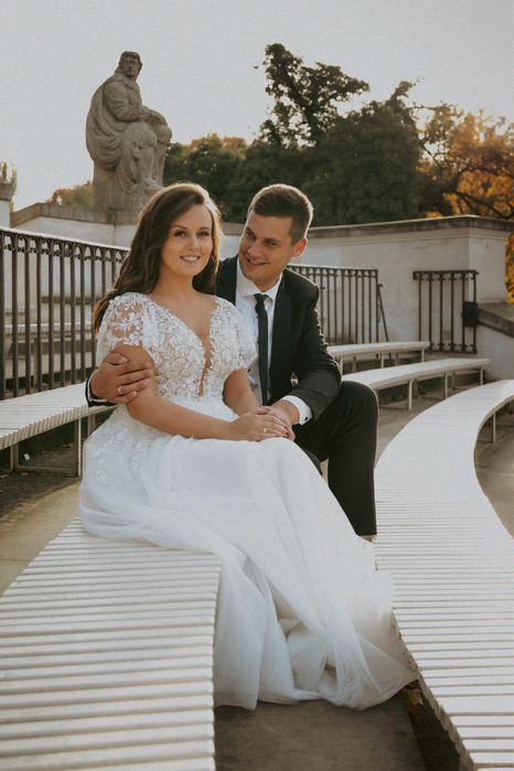 Suknia sukienka slubna koronka rozmiar m cekiny