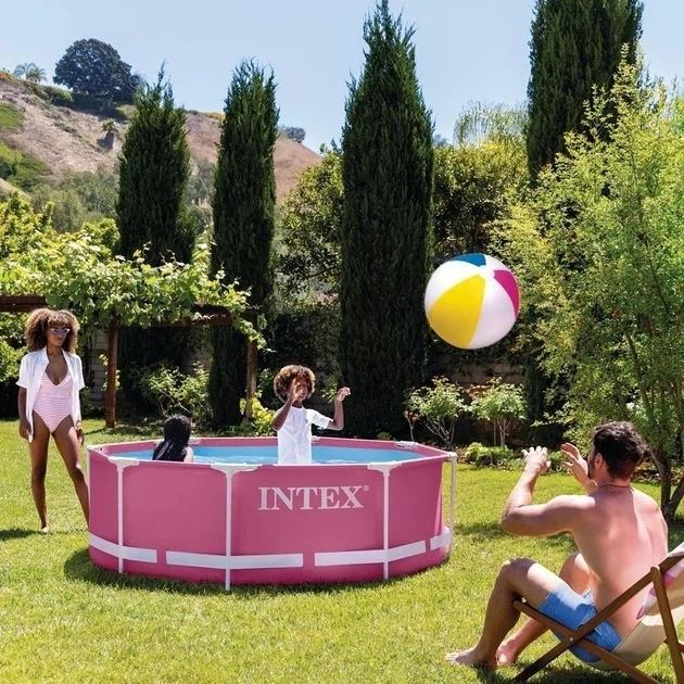 ЗНИЖКА Каркасний басейн Intex 28290 244×76 см рожевий круглий інтекс