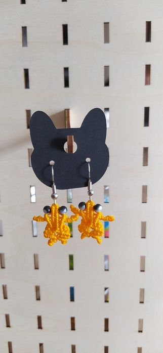Kolczyki handmade żabki kolor żółty robione ręcznie