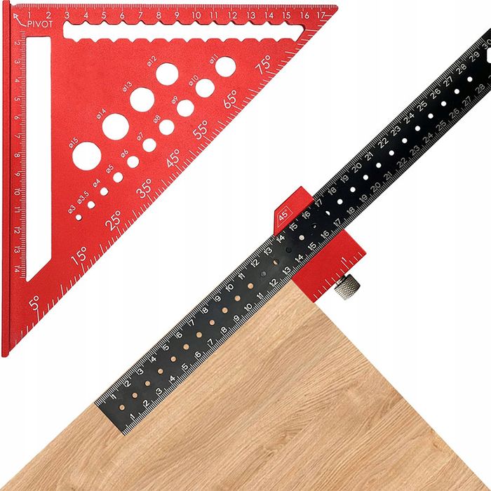Zestaw kątownik ciesielski + linijka 30 cm