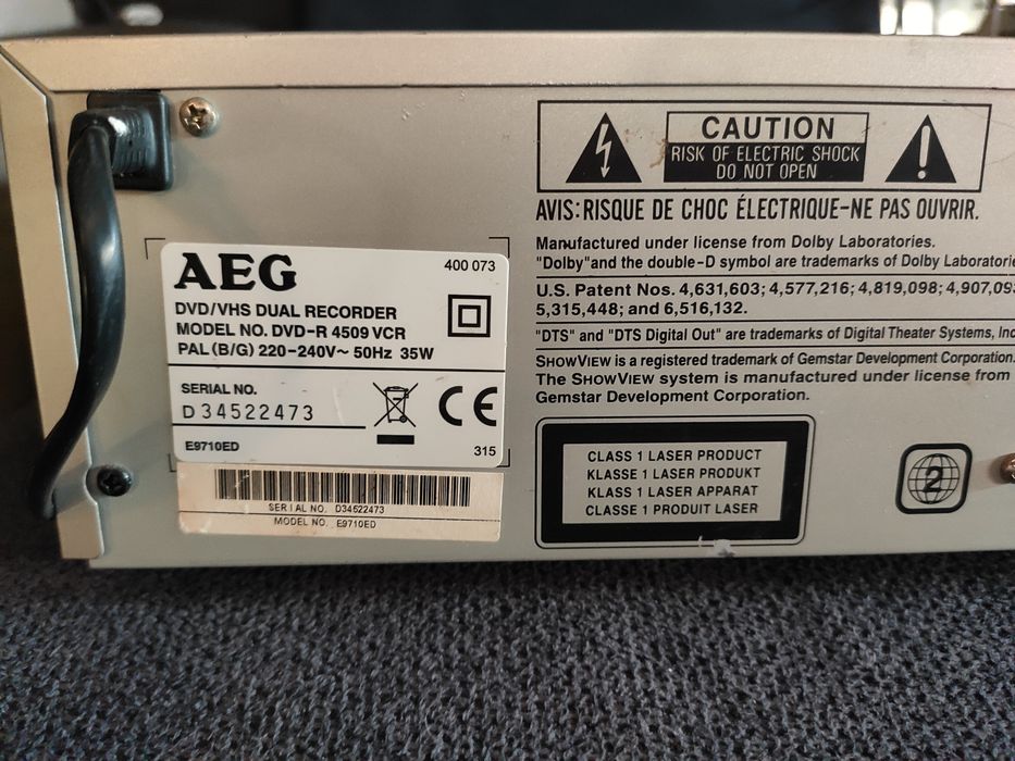 Magnetowid VHS i Nagrywarka DVD 2w1 AEG DVD-R 4509 VCR | Sprawny / Retro