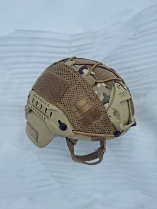 Шолом тактичний MICH 2000 з захистом вух каска  койот кавер мультикам