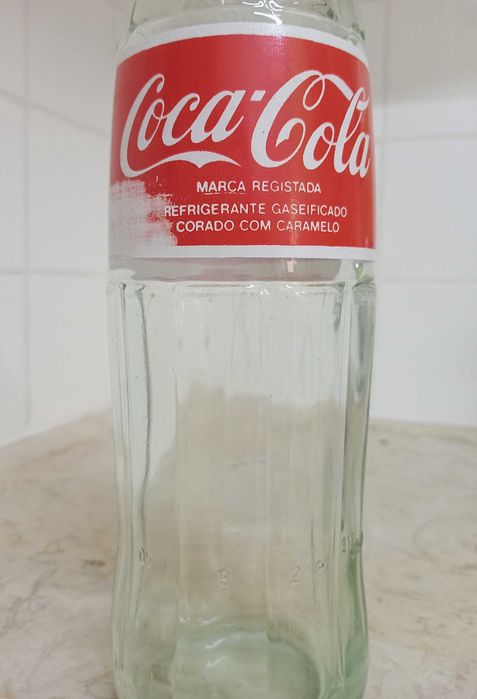 Vintage Coca-Cola garrafa de vidro de 1 litro anos 80