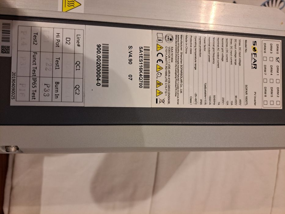 Inversor sofar 1600 tl