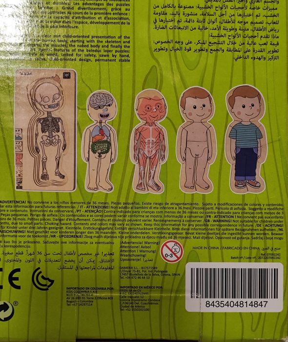 Puzzle em  madeira do corpo humano