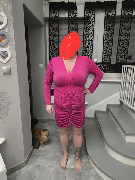 Elegancka sukienka Fuksja, Plus Size
