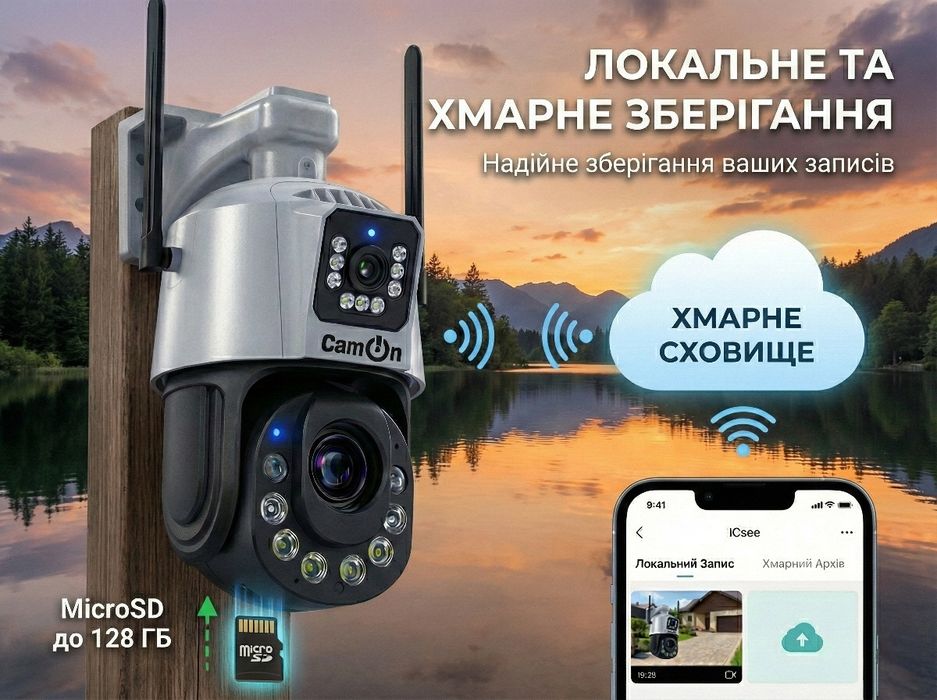 Камера 4G з оптикою та нічним баченням до 120м. AI, 6Мп, ICsee, нагляд
