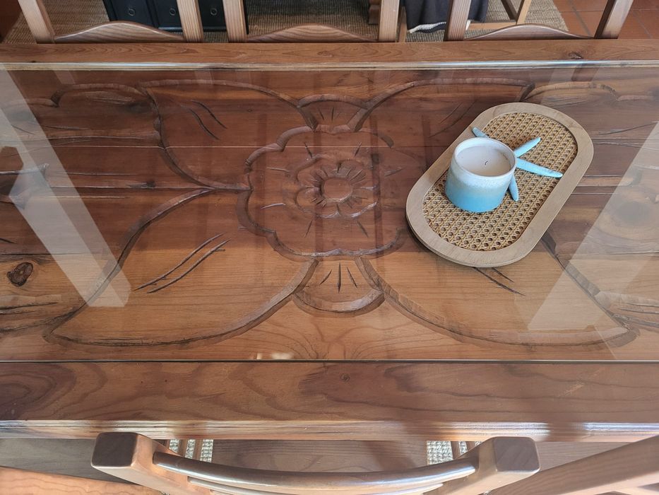 mesa, grande, refeições, cadeiras, talha, mexicano rustico