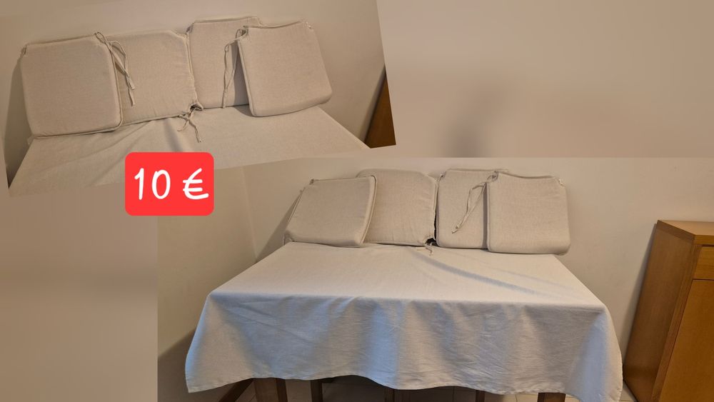 Conjunto de Toalha de Mesa + 4 Almofadas de Cadeira